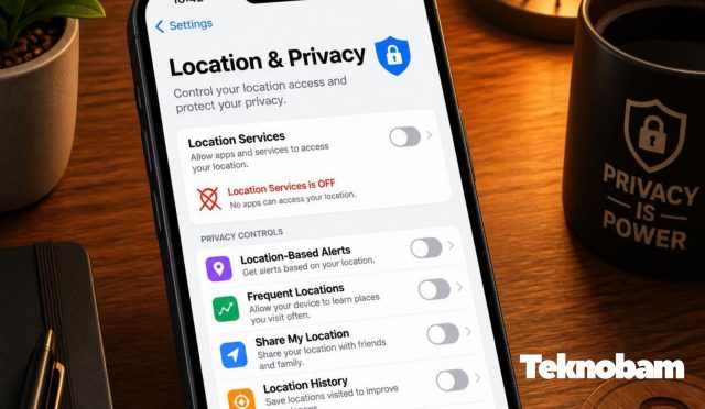 Telefonda konum kapatma ve gizlilik ayarları ekranı