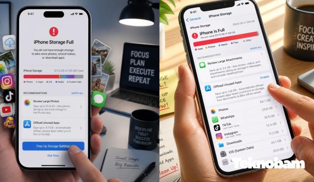 iPhone depolama alanı dolu ekranı ve alan açma ayarları